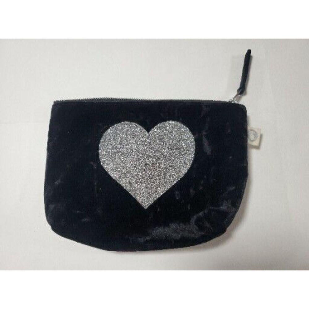 Koala Kanvas Makeup Bag Black with Silver Heart